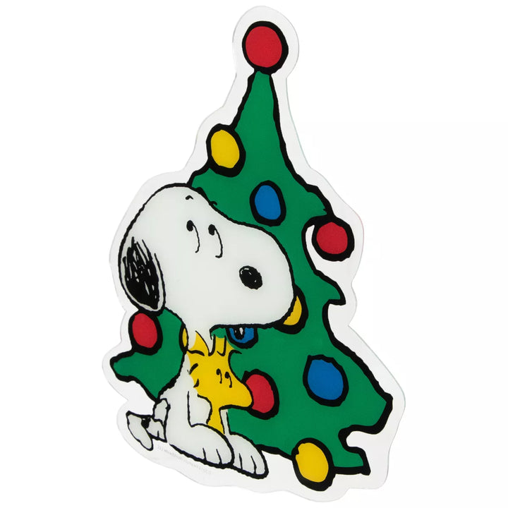 Northlight Peanuts Woodstock and Snoopy with Christmas Tree Window Cling Decoration