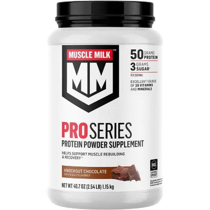 Muscle Milk Pro Series 50G Whey Protein Powder, Knockout Chocolate 2.54 Lbs.