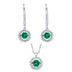 Dancing Lab Created Emerald Pendant and Earring Set in Sterling Silver