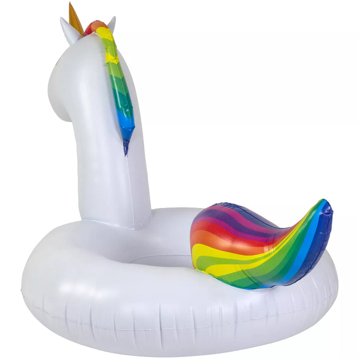 Northlight 68" Rainbow Unicorn Inflatable Swimming Pool Tube Ring Float