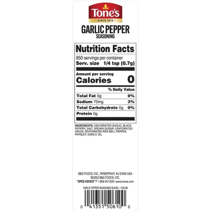 Tone'S Garlic Pepper Seasoning Blend 21 Oz.