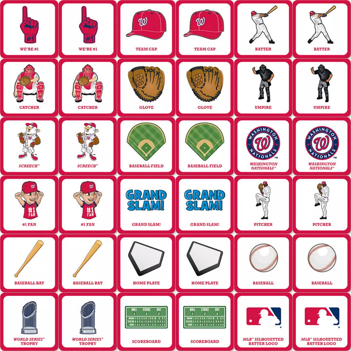 Masterpieces Officially Licensed MLB Washington Nationals Matching Game for Kids and Families.