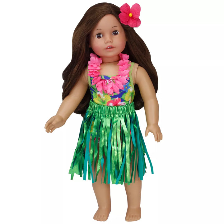 Sophia'S - 18" Doll - Hawaiian Floral Bathing Suit, "Grass" Skirt, Floral Lei & Flower Hair Clip