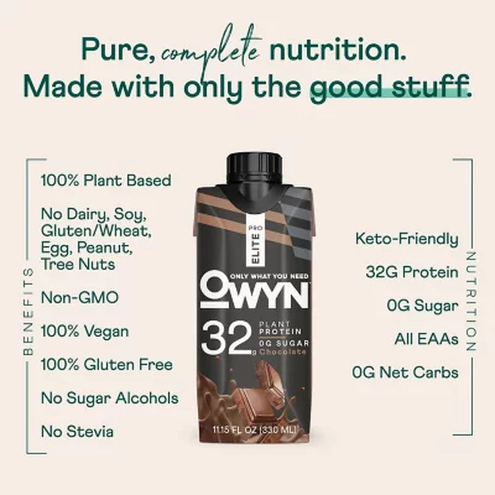 OWYN Pro Elite 32G Keto Plant Protein Shake, Chocolate 11.15 Fl. Oz., 15 Pk.