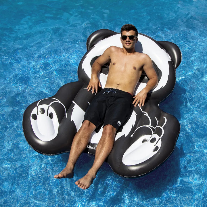 Swimline 71" Inflatable Panda 1-Person Swimming Pool Float - Black/White