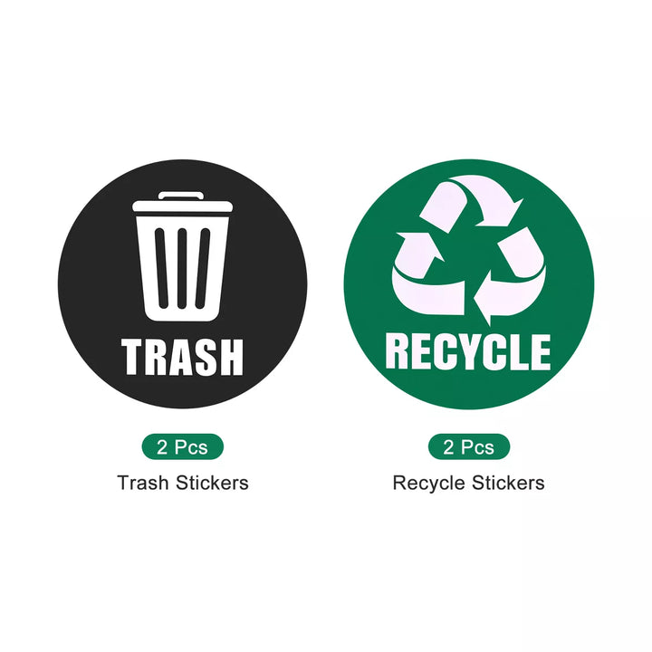 Unique Bargains Recycle Sticker Trash Can Bin Labels 5'' Self-Adhesive Recycling Vinyl for Home Green Black 4 Pcs