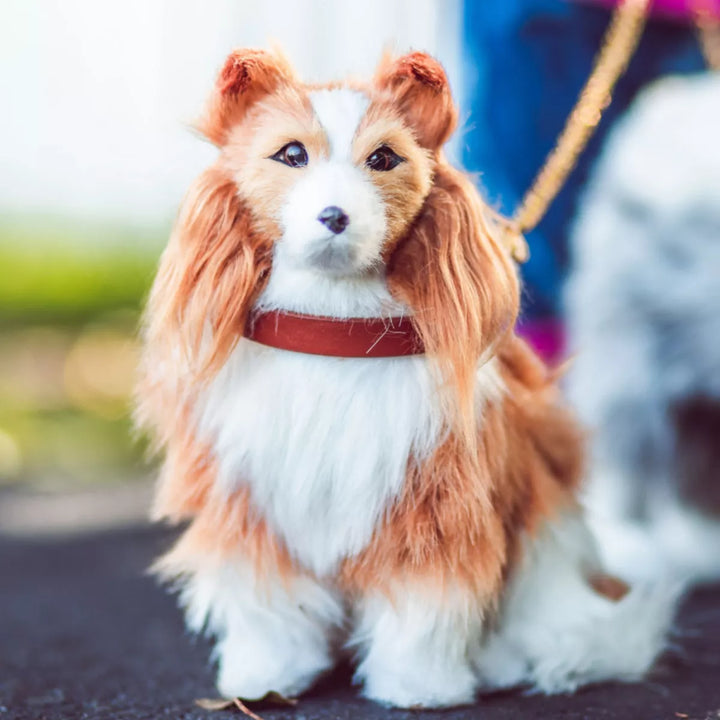 The Queen'S Treasures 18 in Doll Collie Puppy Dog with Leash and Collar