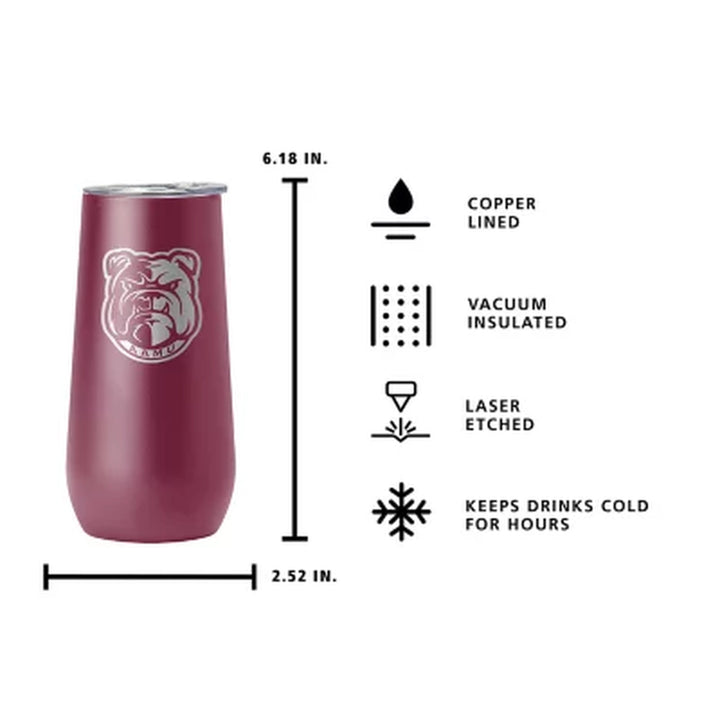 Logo Brands HBCU 10Oz Stainless Steel Insulated Tumblers with Lids, 4 Pack , Assorted Teams