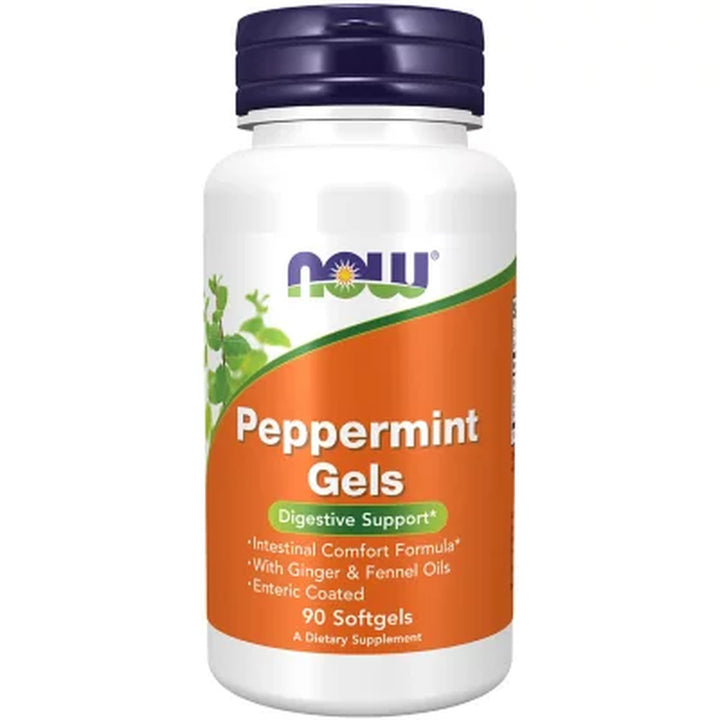 NOW Supplements Peppermint Gels with Ginger & Fennel Oils Softgels, Digestive Support*90 Ct.