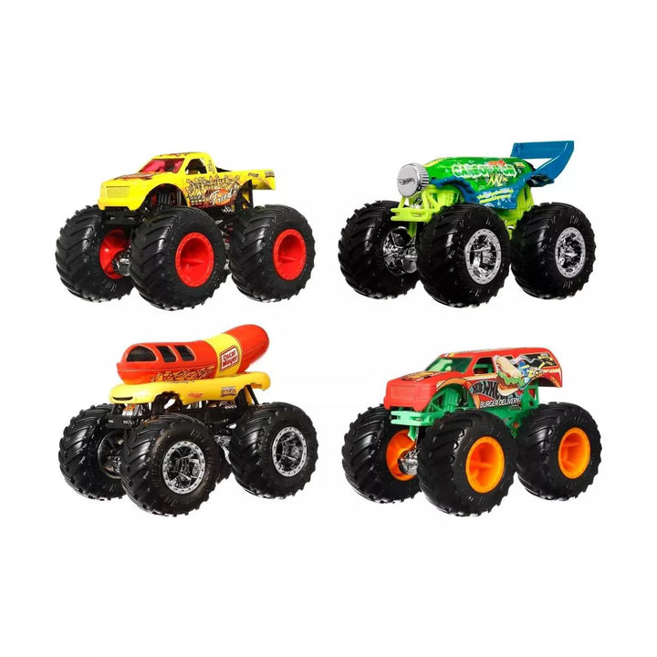 Hot Wheels Monster Trucks 1: 64 Scale 4-Truck Pack, GBP23 Styles May Vary