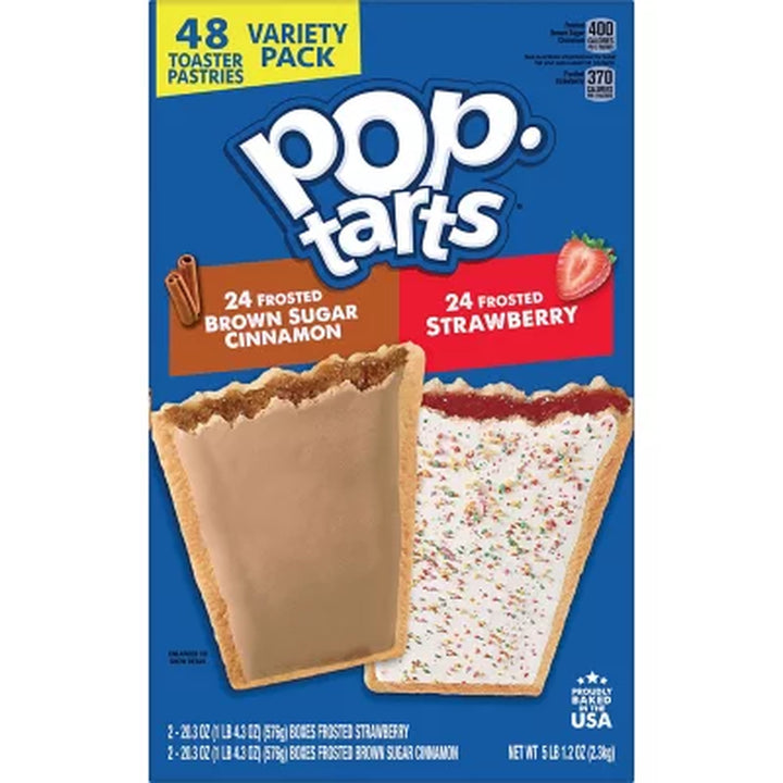 Pop-Tarts Frosted Variety Pack, Brown Sugar Cinnamon and Strawberry 48 Ct.