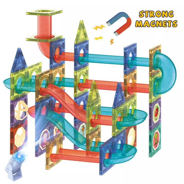 Contixo Magnetic Light-Up 3D Tiles Building Set – 110 Piece STEM Marble Run Blocks for Kids, Fun Educational Toy for Boys & Girls Ages 3-10+