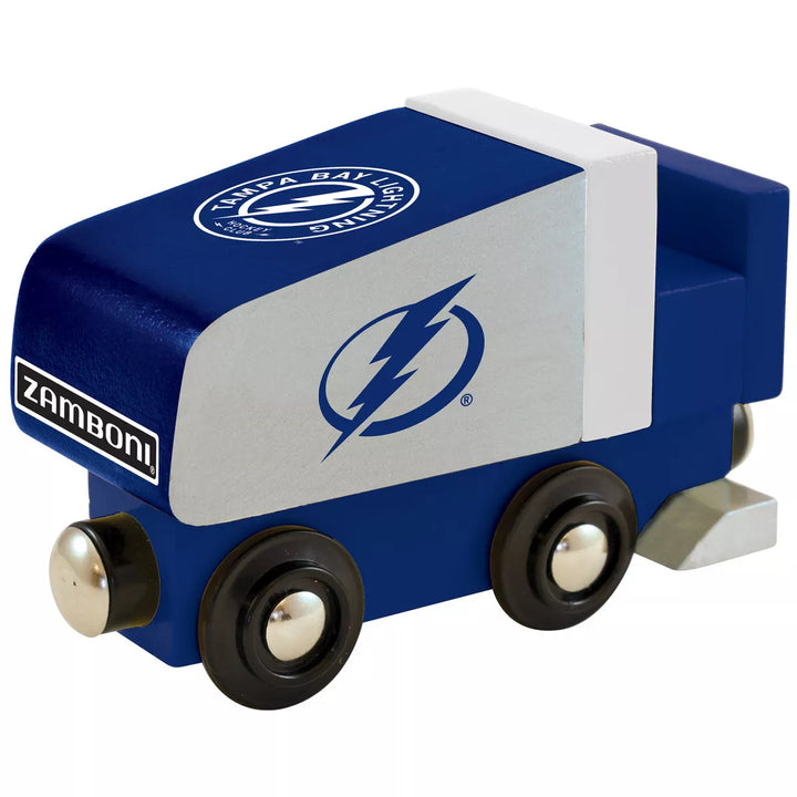 Masterpieces Officially Licensed NHL Tampa Bay Lightning Wooden Toy Zamboni Train Engine for Kids.