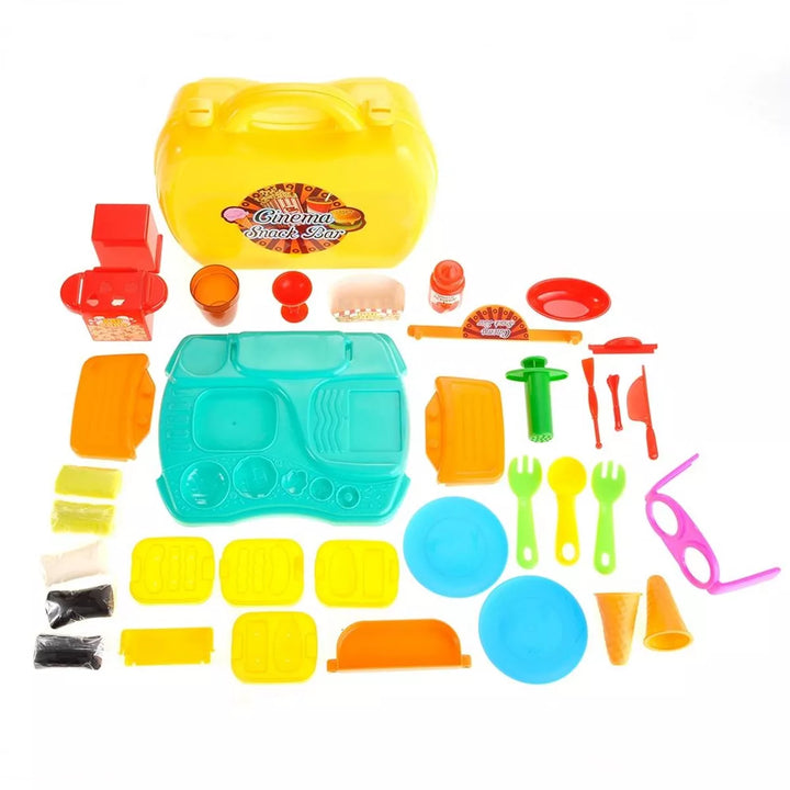 Insten 35 Piece Play Dough Portable Snack Bar Playset, Pretend Play Toy Food Mold