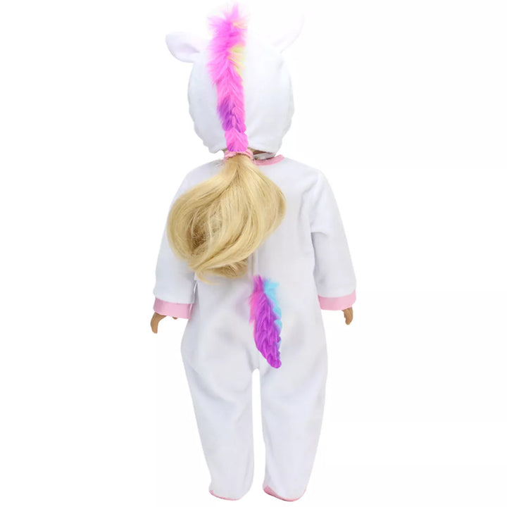 Sophia’S Unicorn Costume with Rainbow Hair for 18" Dolls, White