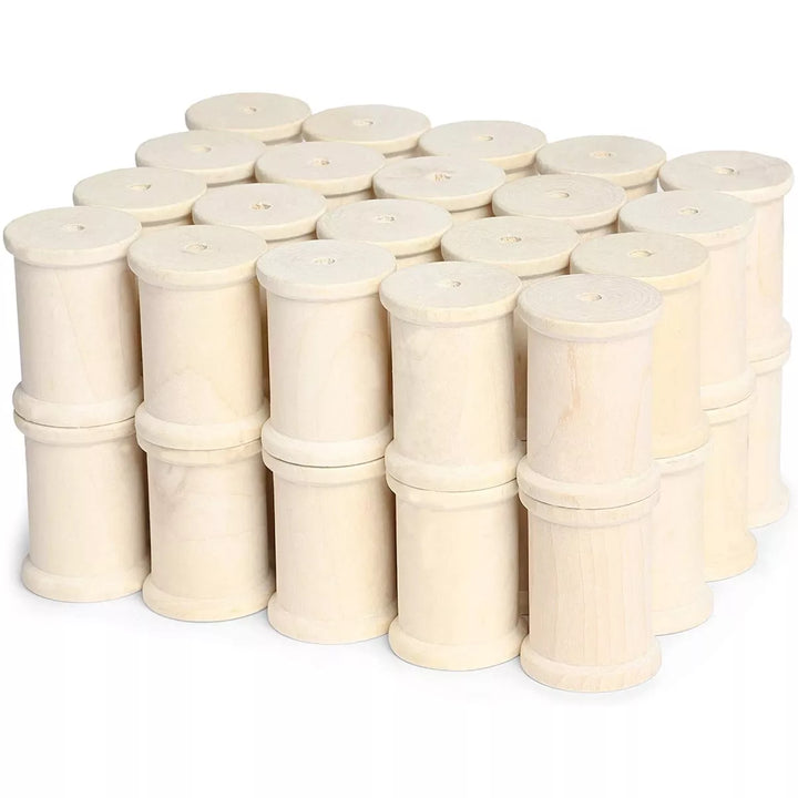 Bright Creations 40-Pack Large Unfinished Wooden Spools for Crafts, 1.5 X 2 In