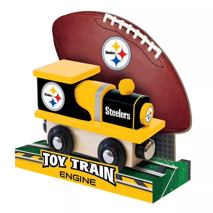 Masterpieces Officially Licensed NFL Pittsburgh Steelers Wooden Toy Train Engine for Kids.