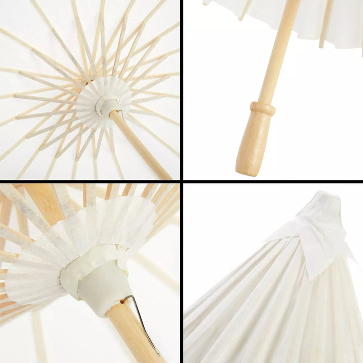 Juvale 6 Pack Small Parasol Paper Umbrellas for Decorations for Kids, Cocktail Party Decor, DIY Crafts, Sun Parasols Photo Props, White, 16 In