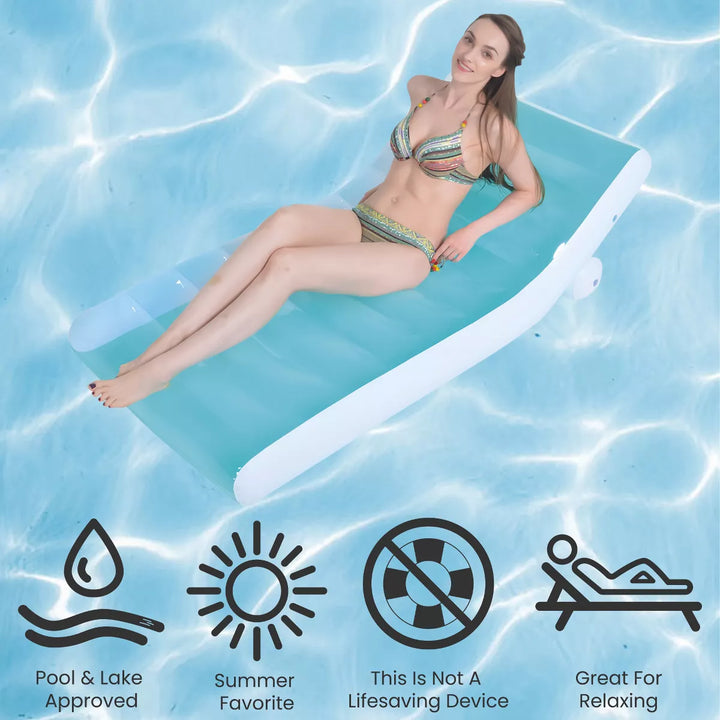 Pool Central 66.5" Blue and White Inflatable Pool Lounger Float