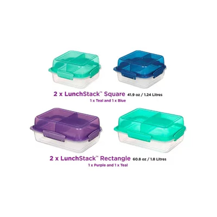 Sistema Lunchstack to GO Stackable Lunch Containers 4-Pack