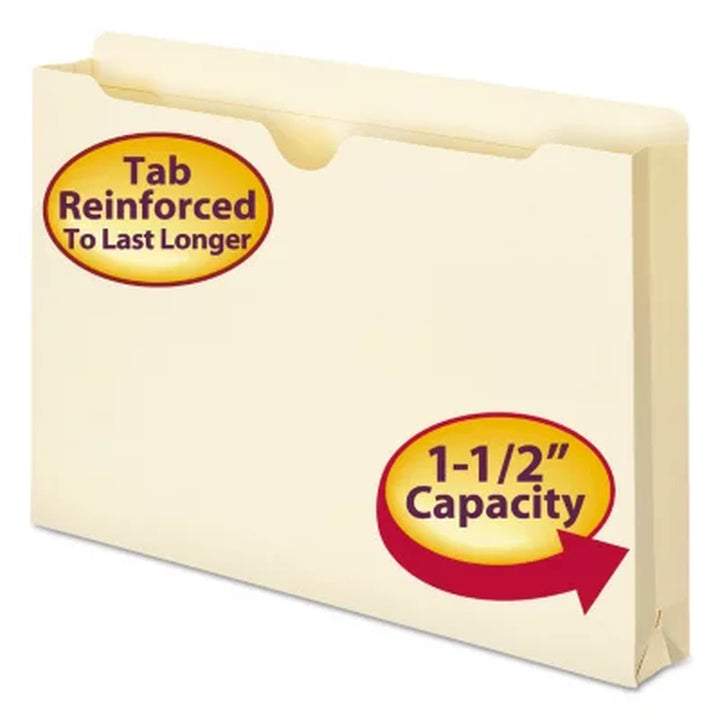 Smead 1 1/2" Expansion File Jackets, Legal, Manila, 50Ct.