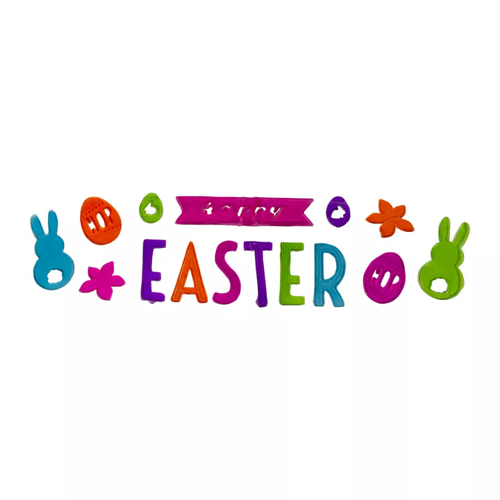 Northlight 15-Piece Pink and Orange “Happy Easter” Bunny Spring Gel Window Clings