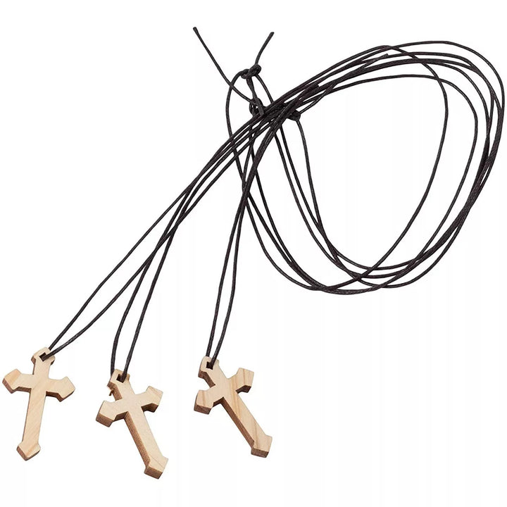 Genie Crafts 36 Pack Bulk Mini Wooden Cross Charms Pendant for Necklaces or Keychains, Christian Gifts Arts and Crafts, 1.37 X 0.8 X 0.2 In