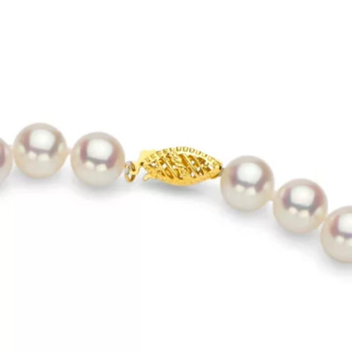 White Cultured Freshwater Pearl 18" Strand Necklace with 14K Yellow Gold Clasp - Various Pearl Size Available