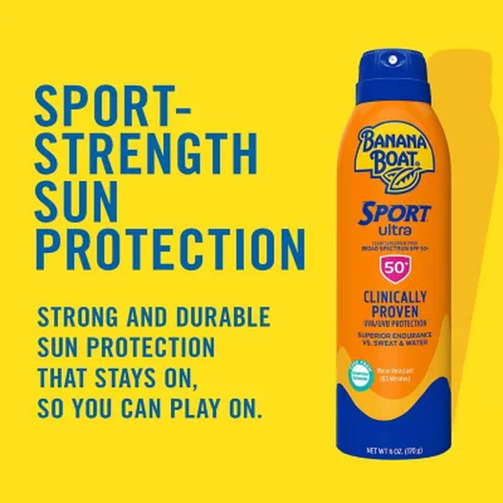 Banana Boat Sport Ultra Sunscreen Spray, SPF 50, 6 Oz., 3 Pk.