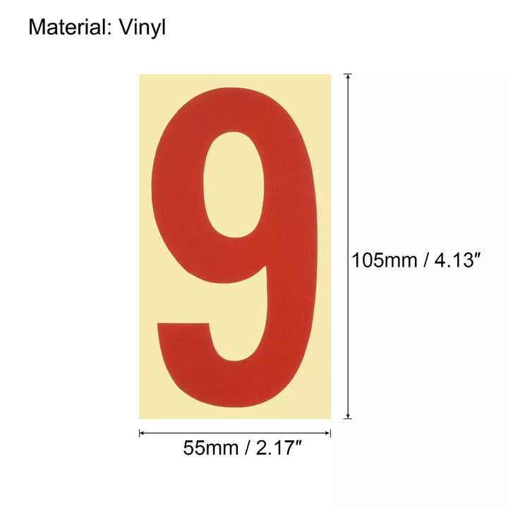 Unique Bargains 0 - 9 Vinyl Waterproof Self-Adhesive Reflective Mailbox Numbers Sticker 4.13 Inch Red 5 Set