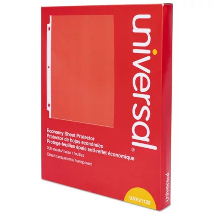 Universal® Standard Sheet Protector, Economy, 8-1/2" X 11, Clear, 200/Box