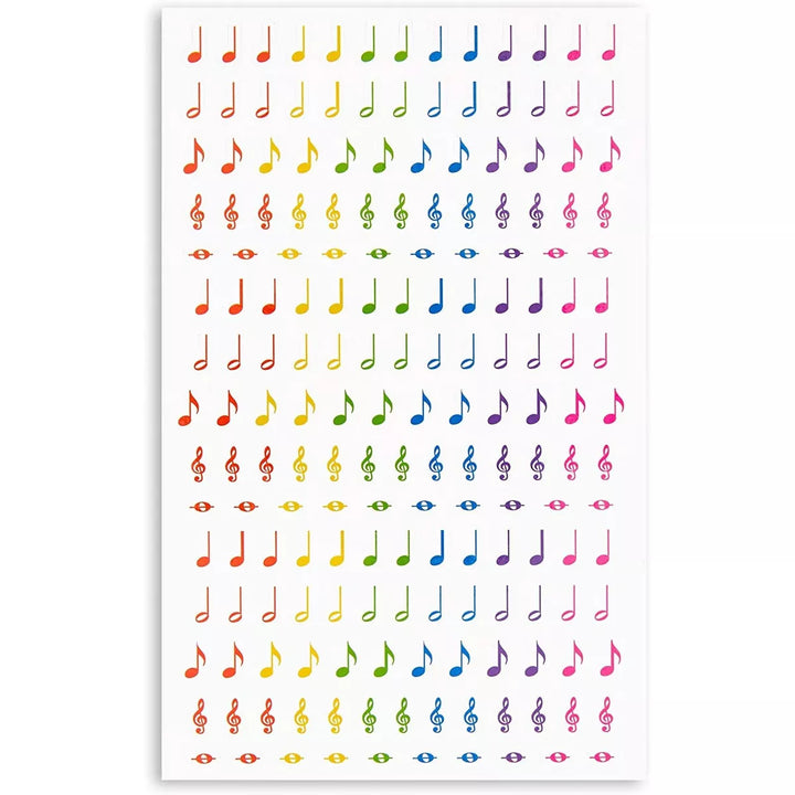 Total 3000-Piece Music Note Stickers, Sticker Sheets (Rainbow, 18 Sheets)