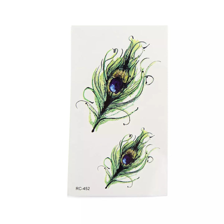 Unique Bargains 3 Pcs Peacock Feathers Pattern Temporary Tattoo Stickers Body Arm Art Tattoos