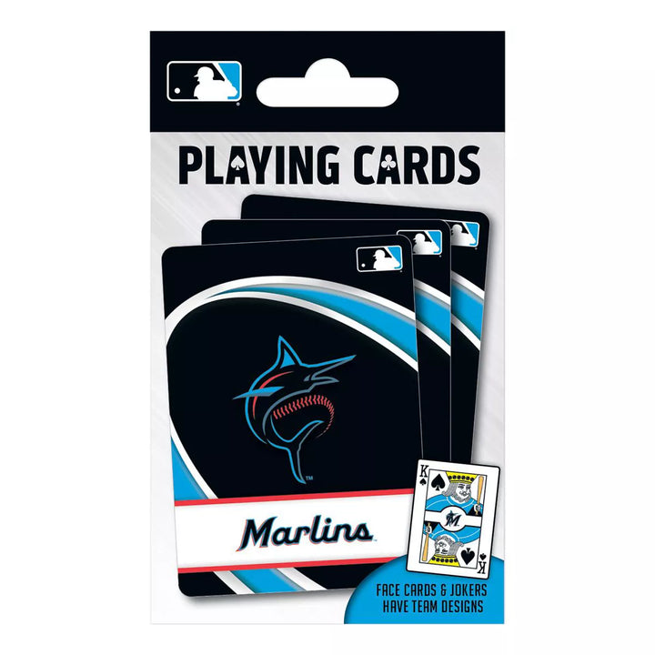 Masterpieces Officially Licensed MLB Miami Marlins Playing Cards - 54 Card Deck for Adults.