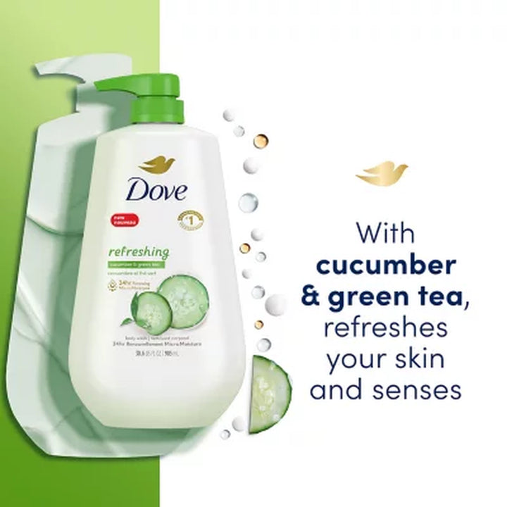 Dove Refreshing Body Wash, Cucumber Green Tea and Cherry Chia Milk, 30.6 Oz., 2 Pk.