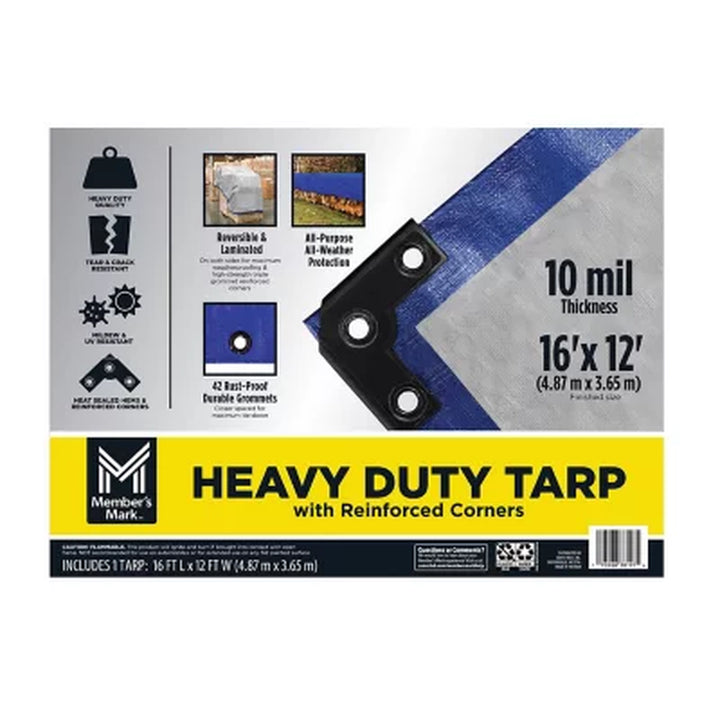 Member'S Mark Commercial Tarp with Reinforced Corners, Blue/Gray 16' X 12'