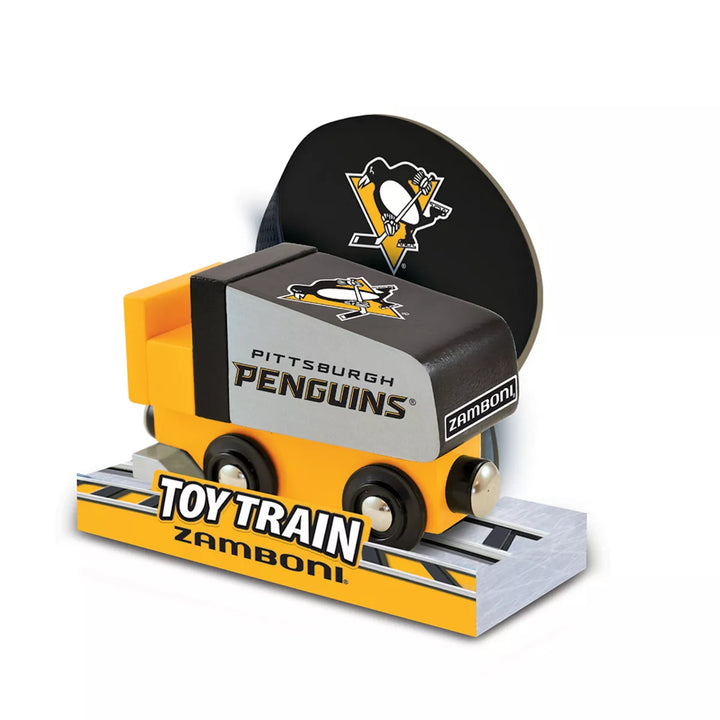 Masterpieces Officially Licensed NHL Pittsburgh Penguins Wooden Toy Zamboni Train Engine for Kids.