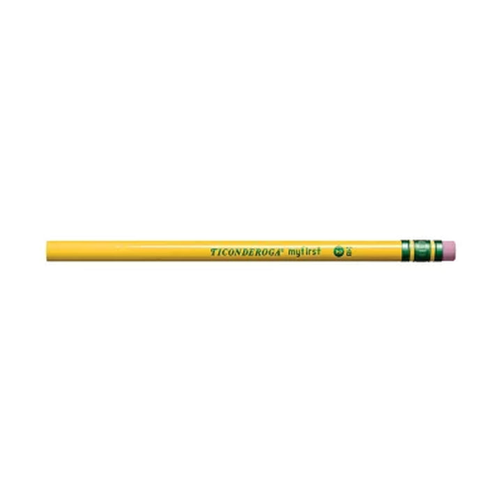 Dixon Ticonderoga Beginners Wood Pencil with Eraser, HB #2, Yellow Barrel, 12Pk.