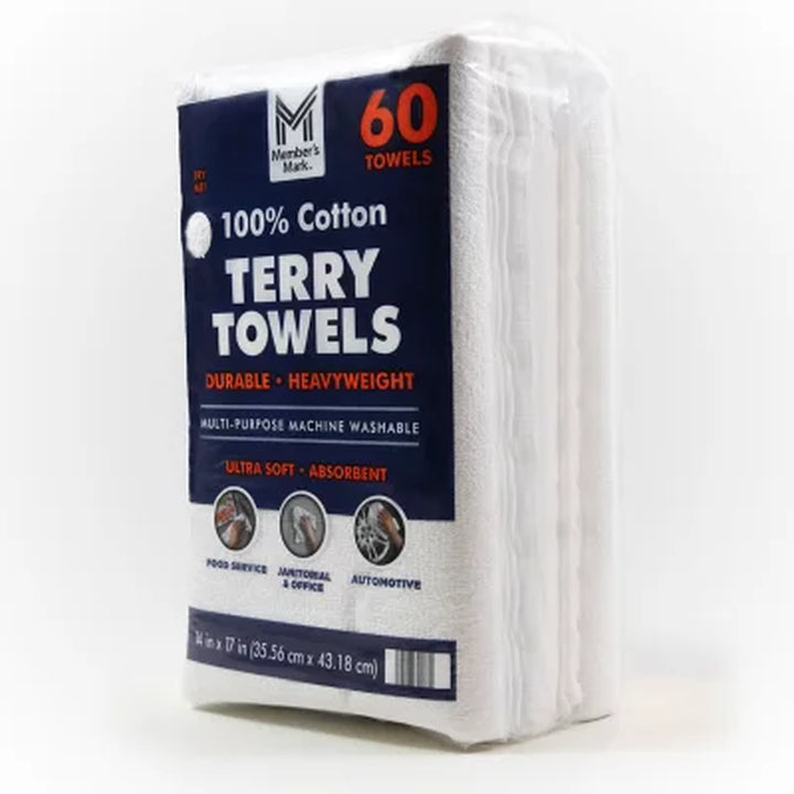 Member'S Mark 100% Cotton Terry Towels, 14" X 17" 60 Ct.