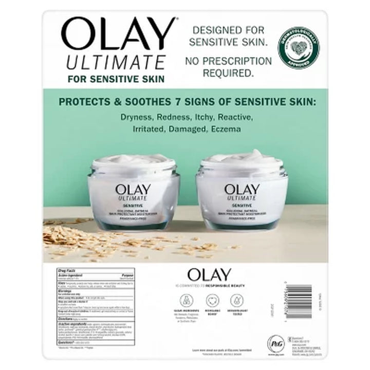 Olay Ultimate Soothing Face Moisturizer for Sensitive Skin, Fragrance-Free, 1.7 Oz., 2 Pk.