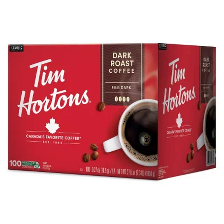 Tim Hortons Premium K-Cup Coffee Pods, Dark Roast 100 Ct.