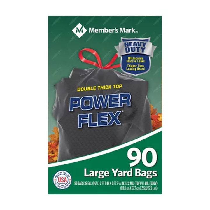 Member'S Mark 39 Gallon Power Flex Drawstring Yard Trash Bags 90 Ct.