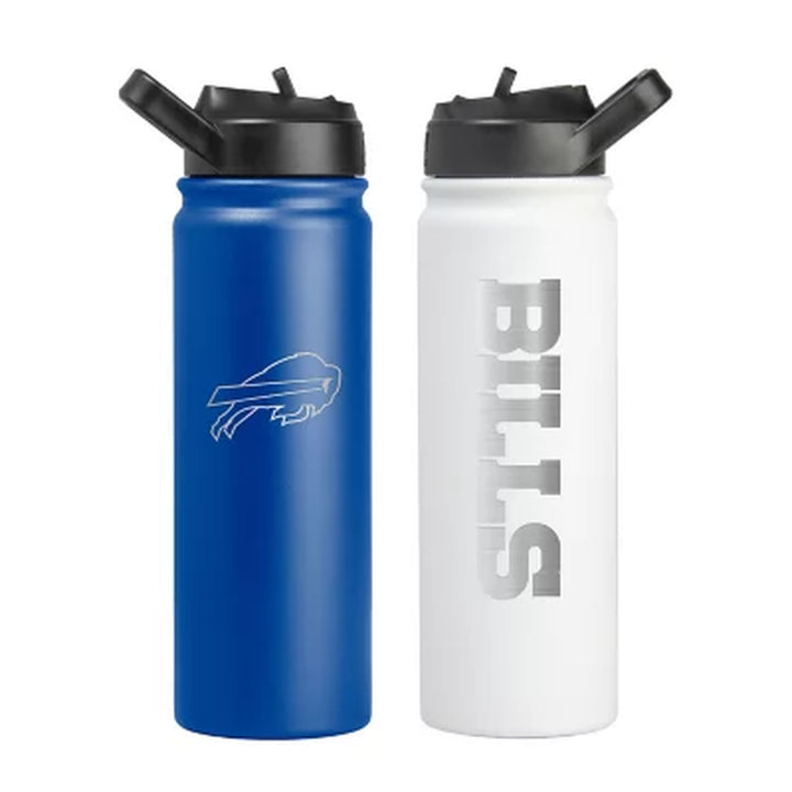 Logo Brands NFL 24Oz Stainless Steel Water Bottle, 2 Pack, Assorted Teams