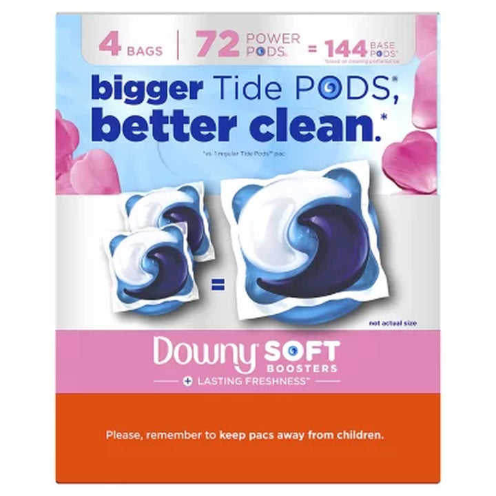 Tide Power Pods Downy Soft Boosters Laundry Detergent Pacs, April Fresh, 72 Ct.