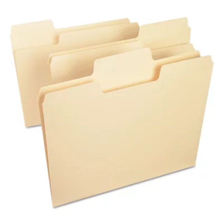 Smead 1/3 Cut Assorted Positions Supertab Heavyweight File Folders, Manila (Letter, 50Ct.)