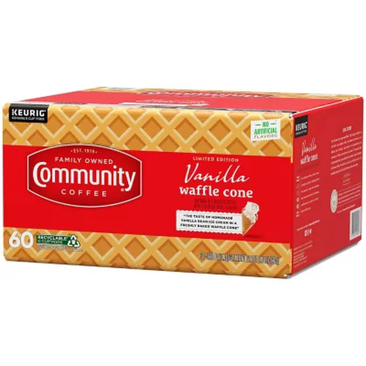 Community Coffee Medium Roast Coffee Pods, Vanilla Waffle Cone, Medium Roast, 60 Ct.