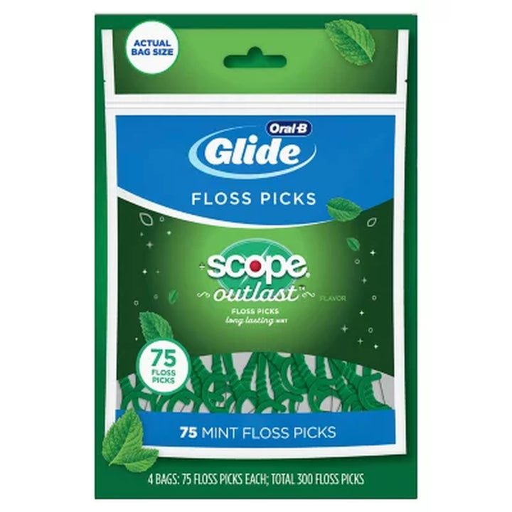 Oral-B Glide Floss Picks, Scope Outlast, 75 Ct., 4 Pk.