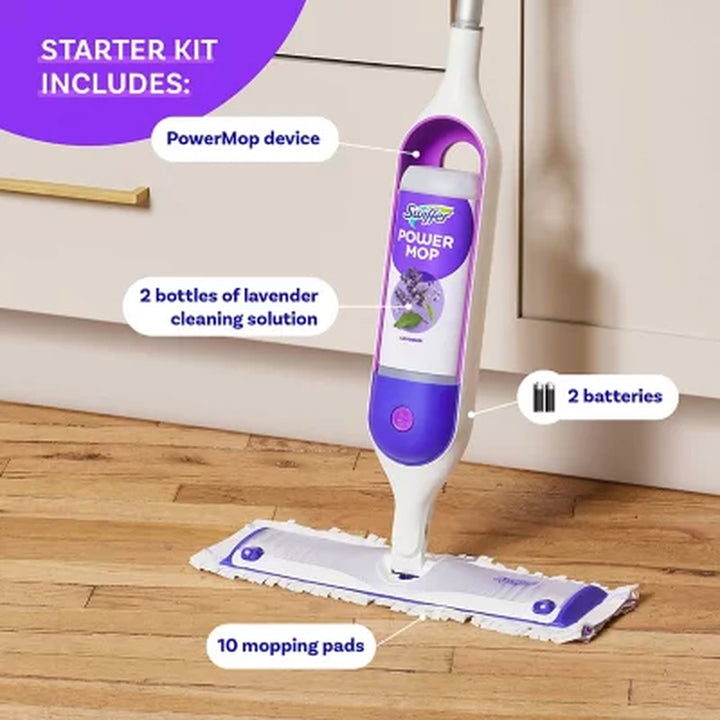 Swiffer Powermop Multi-Surface Mopping Kit, Lavender 10 Pads, 2 Cleaning Solutions