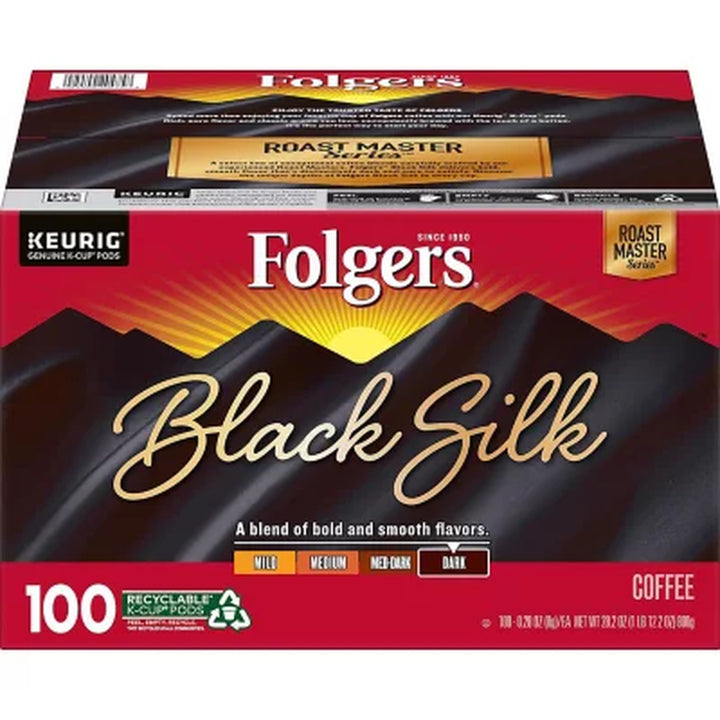 Folgers Dark Roast K-Cup Coffee Pods, Black Silk 100 Ct.
