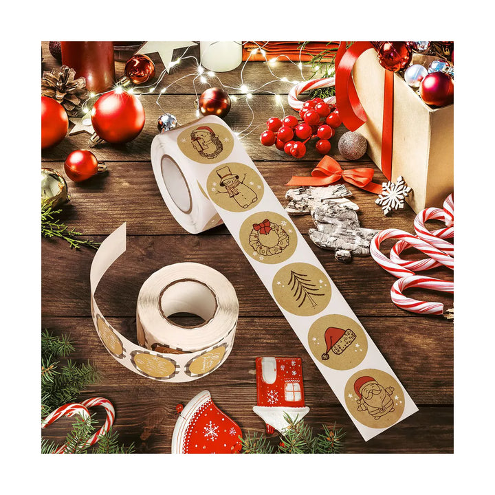 Fun Little Toys 500*2 PCS Merry Christmas Stickers Labels Roll 1.5 Inch